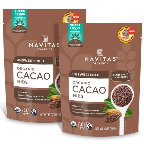 Navitas Organics Raw Cacao Nibs, 16 oz (Pack of 2)