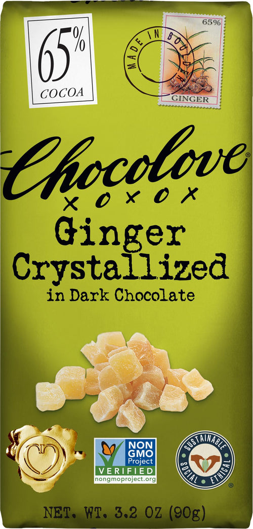 Chocolate Bar, Dark Ginger Crystallized, 3.2 oz