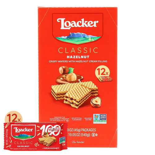 Loacker Classic Hazelnut Cream Wafer Cookies (Pack of 12)