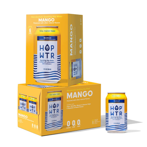HOPWTR Mango Sparkling Hop Water, 12 oz (Pack of 12)