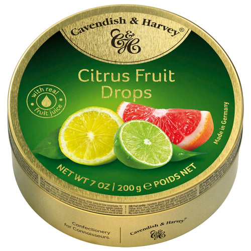 Cavendish & Harvey Citrus Fruit Candy Drops, 7 oz Tin