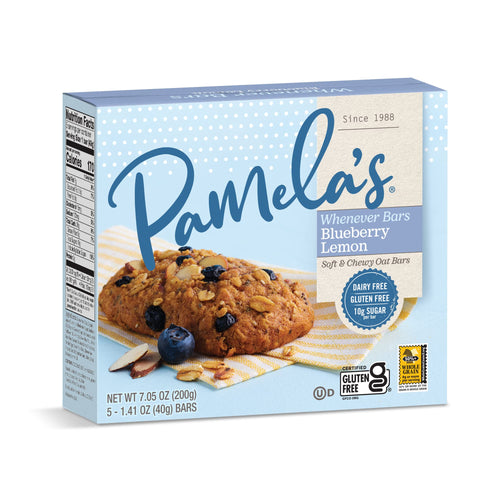 Pamela's Soft and Chewy Oat Bars, Blueberry Lemon, 5 Count