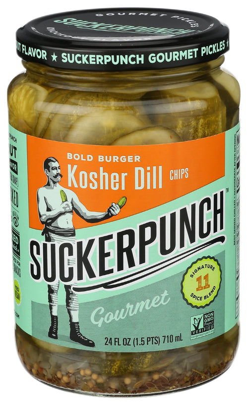SuckerPunch Bold Burger Dill Pickle Chips, 24 oz