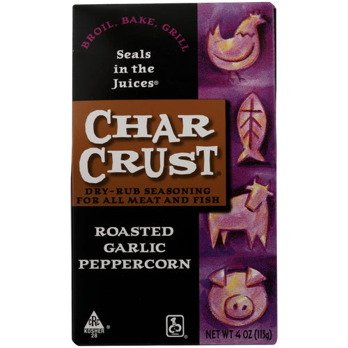 Char Crust Roasted Garlic Peppercorn Dry-Rub Seasoning, 4 oz