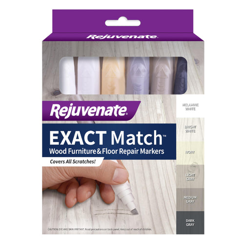 Rejuvenate Exact Match Wood Furniture & Floor Repair Markers, White (6 Count)