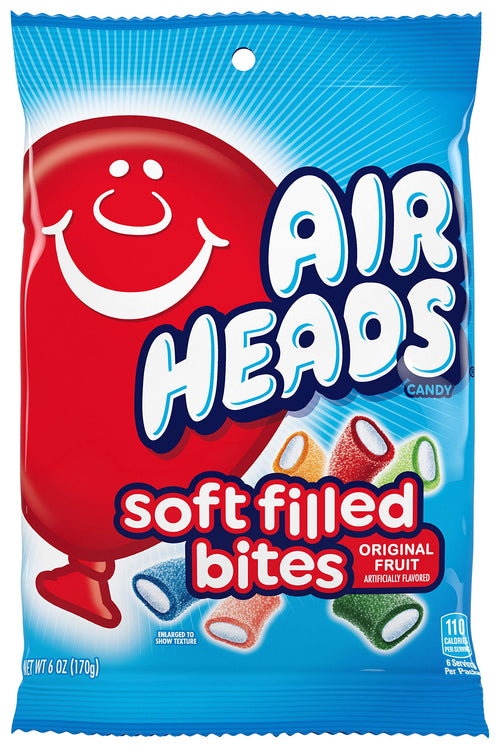 Airheads Soft Filled Bites Candy, Assorted Flavors, 6 oz Party Bag
