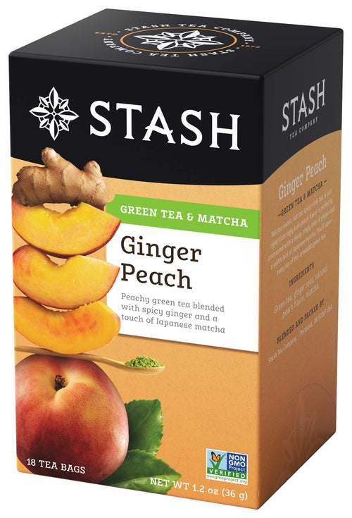 Stash Ginger Peach Green Tea, 18 Count (Pack of 6)