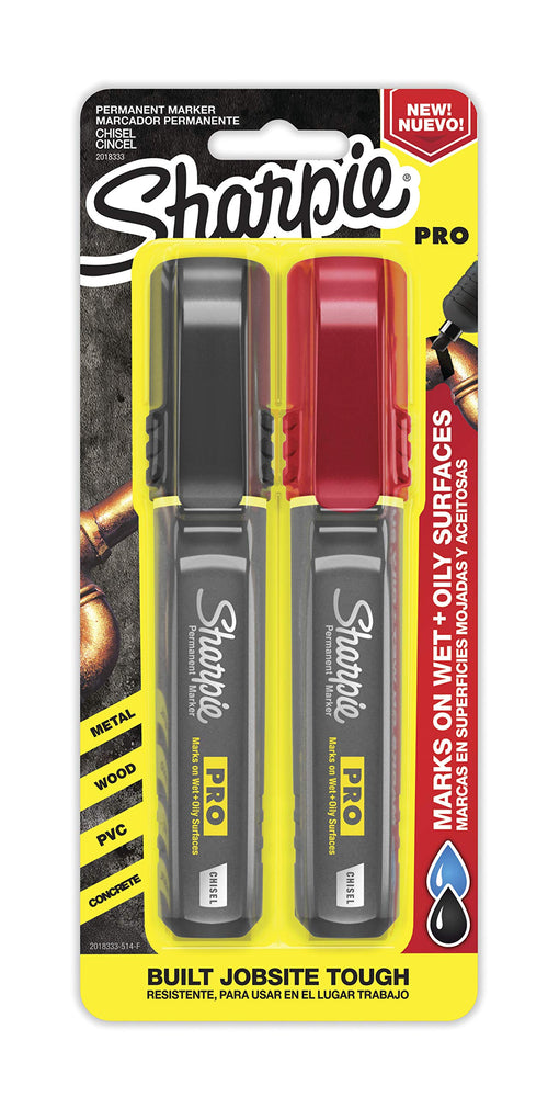 Sharpie PRO Permanent Markers, Medium Chisel Tip, Black and Red (Pack of 2)