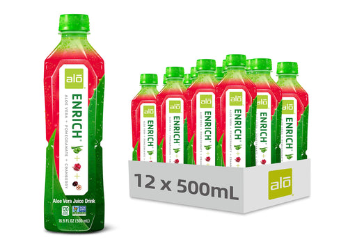 ALO Enrich Aloe Vera Drink, Pomegranate & Cranberry, 16.9 fl oz (Pack of 12)