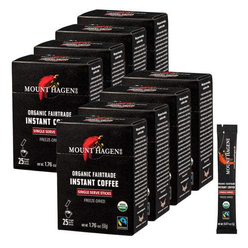 Mount Hagen Organic Instant Coffee Sticks, Medium Roast, 25 Count (Pack of 8)