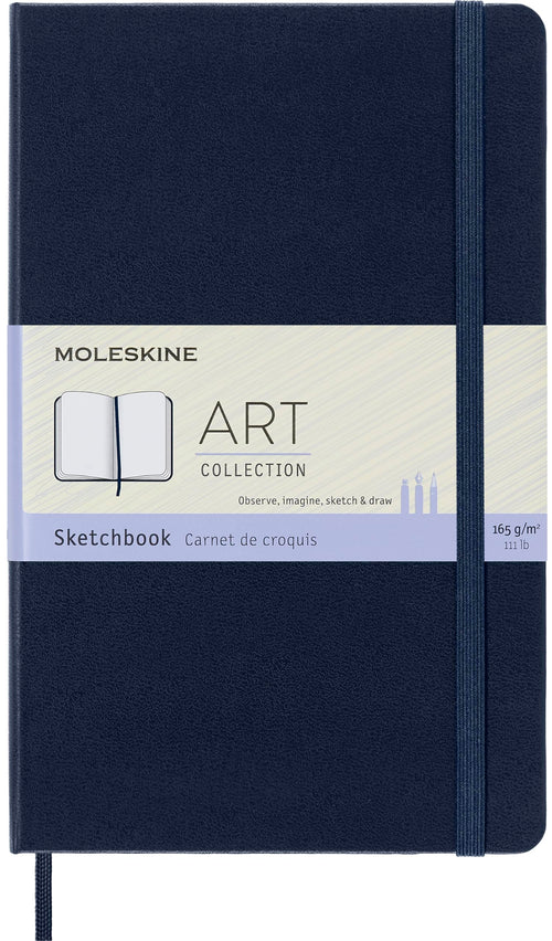 Moleskine Art Sketchbook, Large, Plain, Sapphire Blue, Hard Cover, 104 Pages