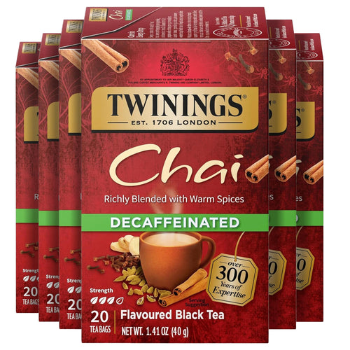 Twinings Decaffeinated Chai Tea, 20 Count (Pack of 6)