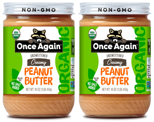 Once Again Organic Creamy Peanut Butter, Salt Free, 16 oz (Pack of 2)