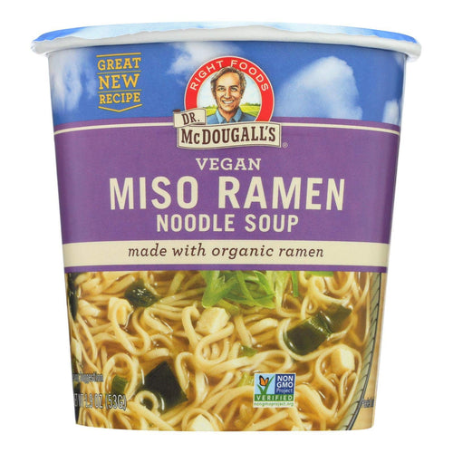 Dr. McDougall's Vegan Miso Ramen Soup Big Cup with Noodles, 1.9 oz (Case of 6)
