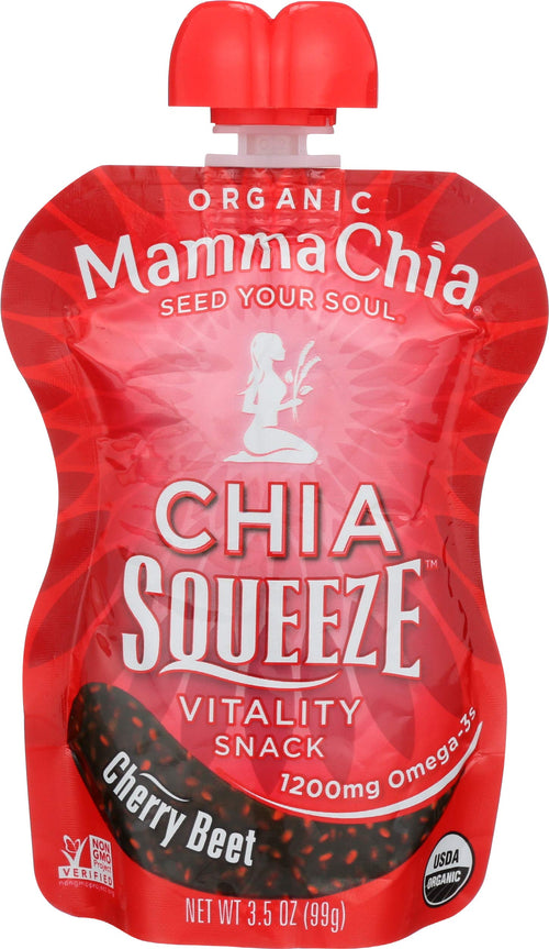 Mamma Chia Squeeze Vitality Snack, Cherry Beet, 3.5 oz (Pack of 8)