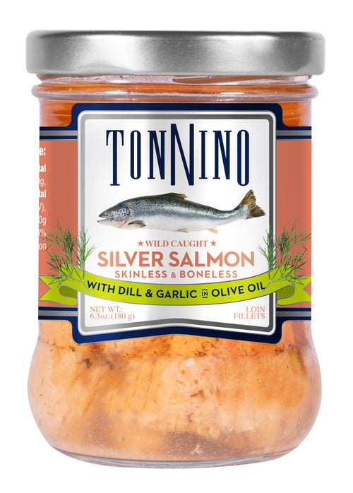 Tonnino Salmon Fillets with Dill and Garlic in Olive Oil, 6.3 oz