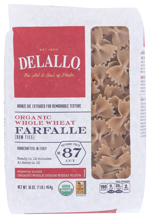 DeLallo Whole Wheat Farfalle Pasta, 16 oz