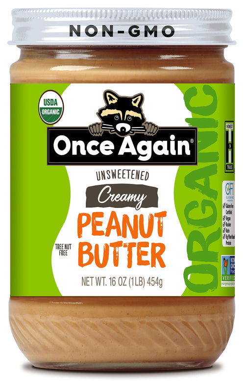 Once Again Organic Creamy Peanut Butter, Lightly Salted, 16 oz Jar