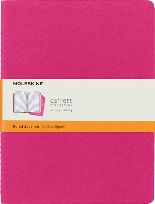 Moleskine Cahier Journal, Large, Ruled, Black, Soft Cover, 80 Pages (Pack of 3)