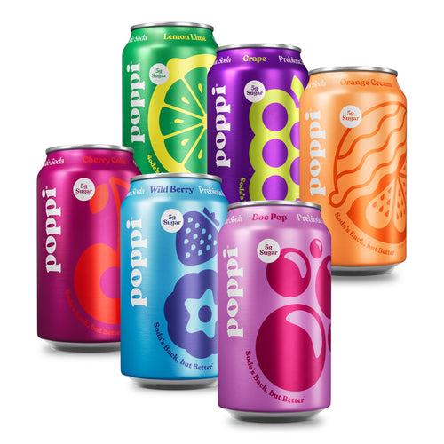Poppi Prebiotic Soda Crowd Pleasers Variety, 12 oz (Pack of 12)