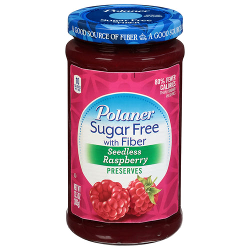 Polaner Sugar Free Seedless Raspberry Preserves with Fiber, 13.5 oz