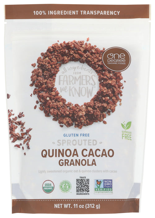 One Degree Organic Foods Quinoa Cacao Sprouted Oat Granola, 11 oz