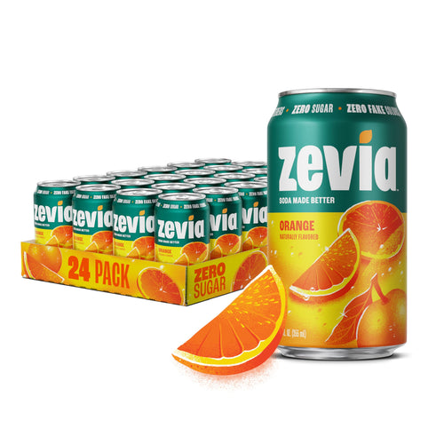 Zevia All Natural Orange Soda, 12 fl oz Cans (Pack of 24)