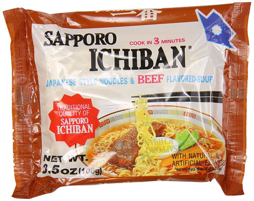 Sapporo Ichiban Instant Noodles, Beef, 3.5 oz Bag