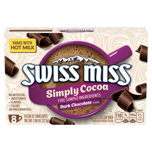 Swiss Miss Simply Cocoa Dark Chocolate Hot Cocoa Mix, 8 Count