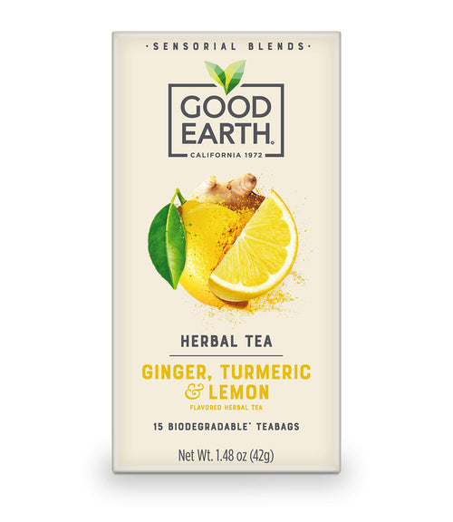 Good Earth Sensorials Ginger, Turmeric & Lemon Herbal Tea, 15 Count