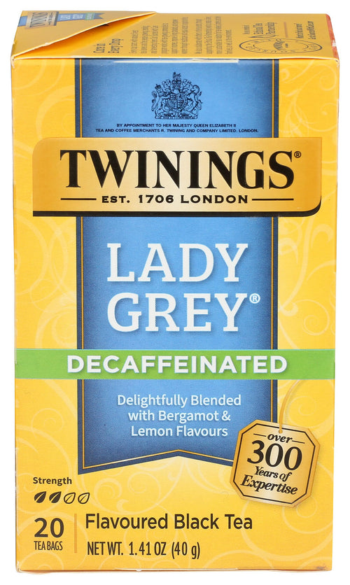 Twinings Lady Grey Decaffeinated Black Tea, 20 Count