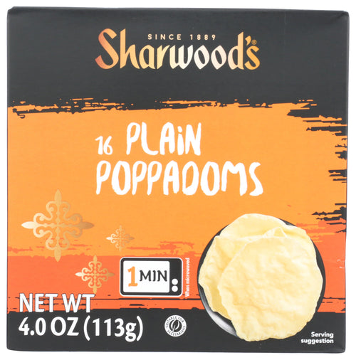 Sharwood's Plain Puppadums, 4 oz
