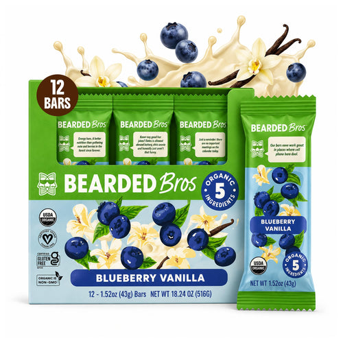 Bearded Brothers Organic Vegan Energy Bars, Blueberry Vanilla, 12 Count