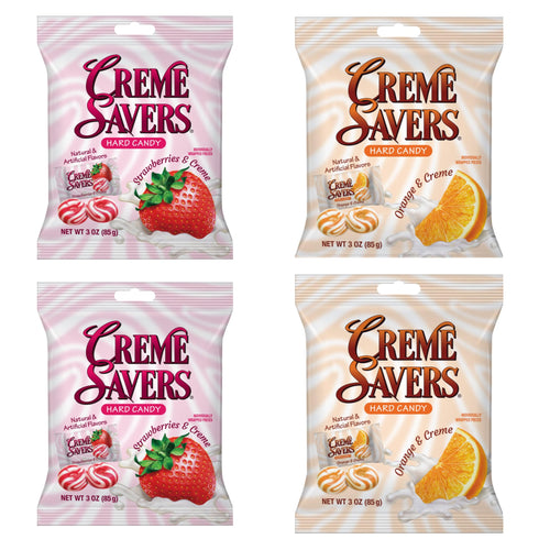Creme Savers Strawberries and Orange Creme Hard Candy, 3 oz Bag (Pack of 4)