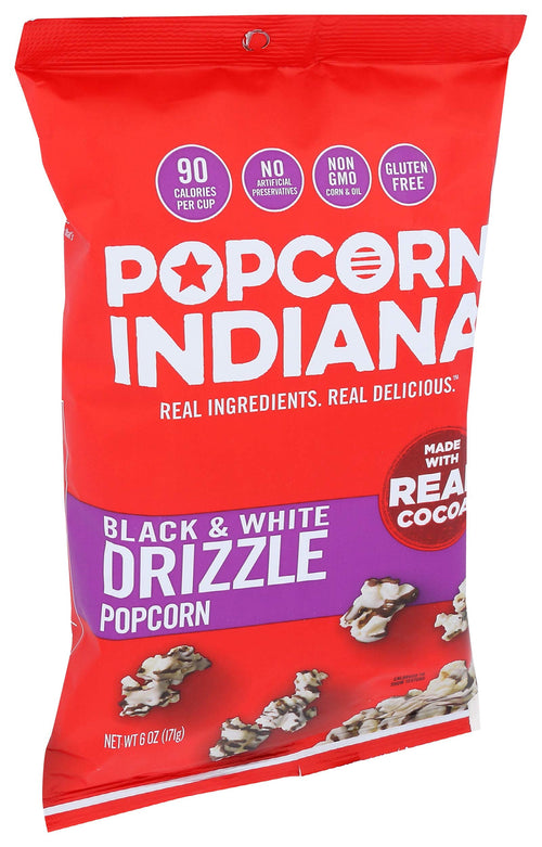 Popcorn Indiana Black & White Drizzle Popcorn, 6 oz Bags (6 Count)