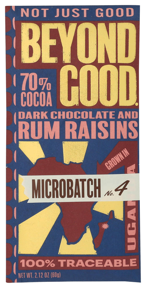 Beyond Good 70% Rum Raisins Microbatch Chocolate Bar, 2.12 oz