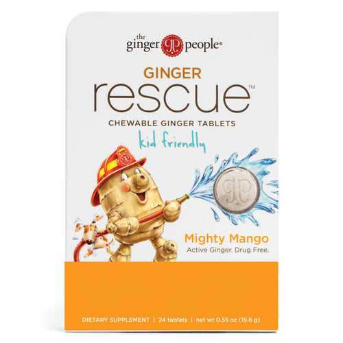 The Ginger People Ginger Rescue Chewable Tablets, Mighty Mango, 24 Count