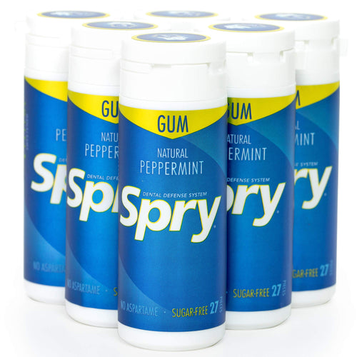 Spry Natural Xylitol Chewing Gum, Peppermint, 27 Count (Pack of 6)
