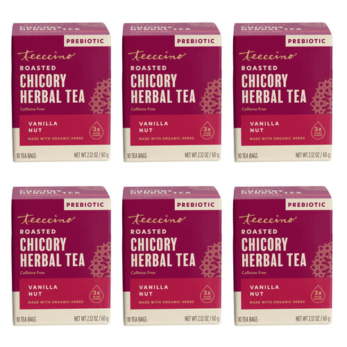 Teeccino Vanilla Nut Herbal Tea, 10 Tea Bags (Pack of 6)
