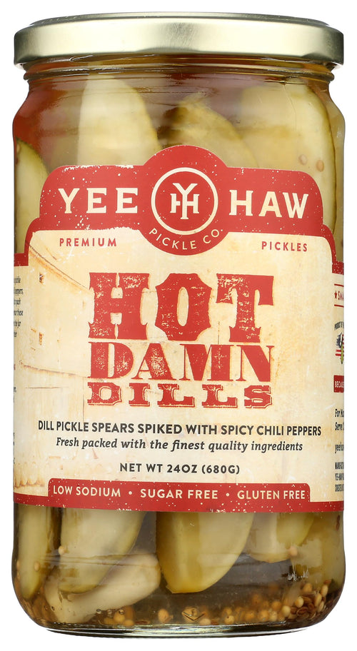 Yee Haw Pickle Company Hot Damn Dill Pickles, 24 oz