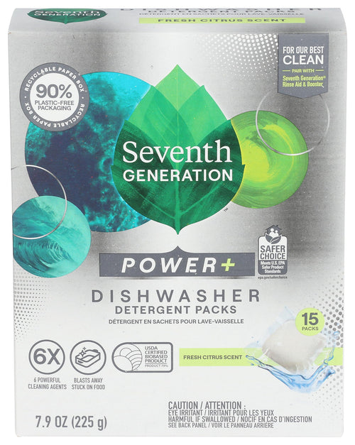 Seventh Generation Power Plus Automatic Dish Detergent, 15 Count (7.9 oz)