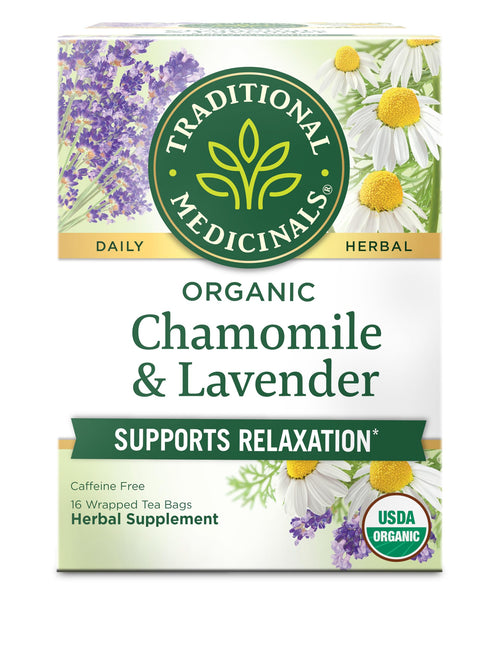 Traditional Medicinals Organic Chamomile with Lavender Herbal Tea, 16 Tea Bags