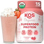 KOS Plant Protein Powder, Strawberry and Cream, 15 Servings