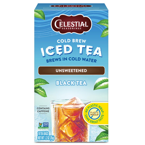 Celestial Seasonings Cold Brew Unsweetened Black Iced Tea, 18 Tea Bags