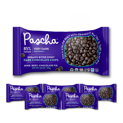 Pascha Organic Bittersweet Dark Chocolate Chips, 85% Cacao, 8.8 oz (Pack of 6)