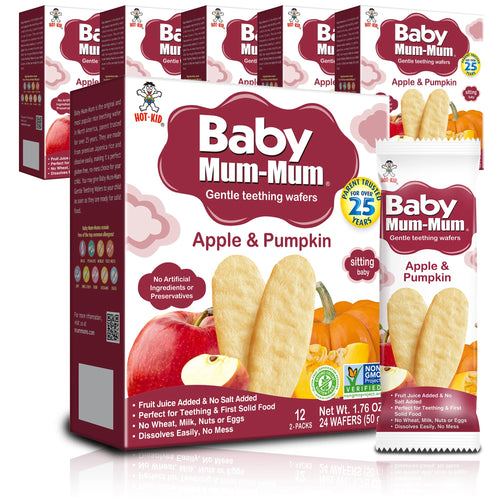 Baby Mum-Mum Rice Rusks, Apple & Pumpkin, 24 Pieces (Pack of 6)