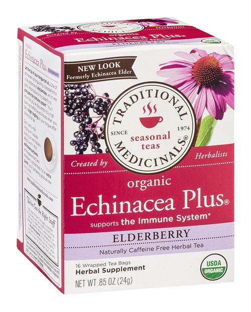 Traditional Medicinals Organic Echinacea Elderberry Tea, 16 Tea Bags (Pack of 3)