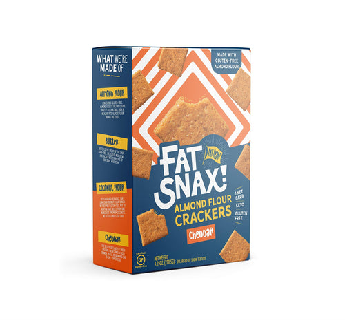 Fat Snax Almond Flour Crackers, Cheddar (Pack of 6)