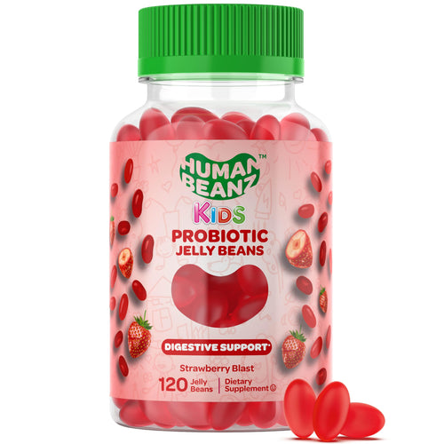 Human Beanz Probiotic Jelly Bean Gummies for Kids, Strawberry Blast (120 Count)