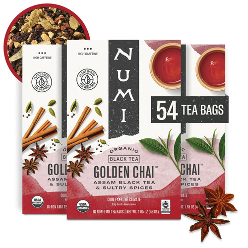 Numi Organic Golden Chai Tea, 54 Tea Bags